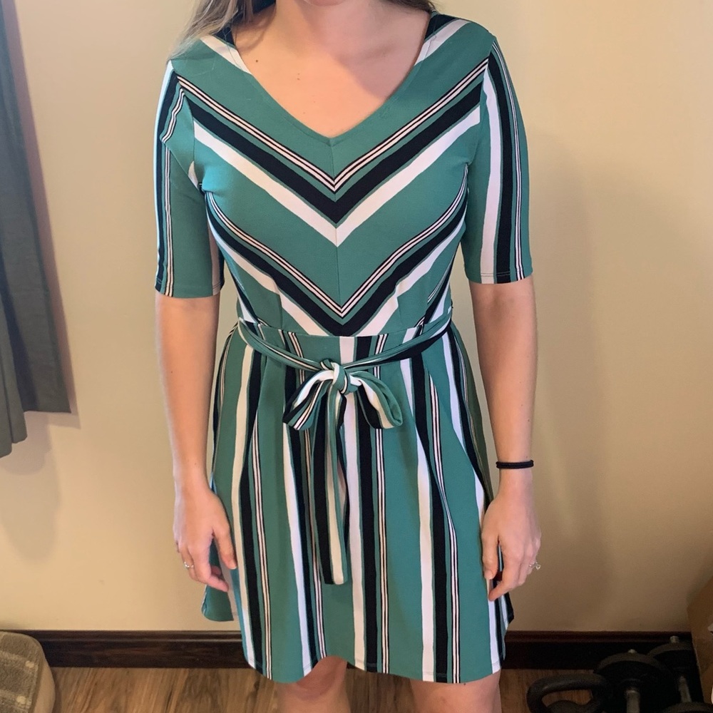 Striped lightweight business casual dress
